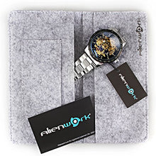 Carica l&#39;immagine nel visualizzatore di Gallery, Alienwork IK Orologio Nero/Movimento D&#39;oro/Cinturino In Metallo Argento - Ilgrandebazar