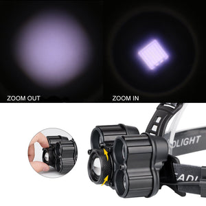 Eletorot Torcia Lampada Frontale LED 100000 ore o più, 2000LM Grigio-1pc - Ilgrandebazar
