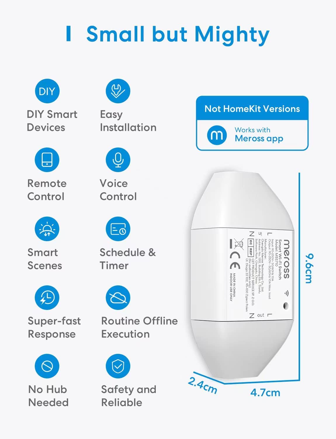 Meross Interruttore WiFi Per Tapparelle WiFi, Switch Tattile Controllo APP, Interruttore Per Tende Da Finestra Compatibile Con Alexa, Google Home E SmartThings, Comando Vocale E Controllo Remoto