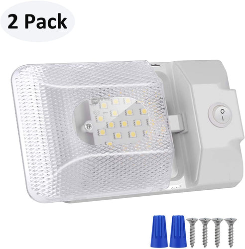 Kriogor Set di 2 Lampade LED, 24LED 600LM 12V Plafoniera RV Tettuccio Interno Lampadine Illuminazione Auto con Interruttore per Camper Barca