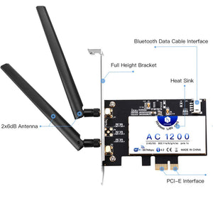 Scheda di Rete Wireless Wi-Fi con Bluetooth 4.2, WiFi 4.2 - Ilgrandebazar