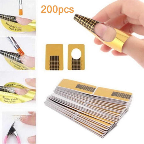 Rotolo Cartine Oro 200 Pezzi Nail Art Per Ricostruzione Allungamento Sagome per Unghie，Extension model for professional UV gel nail