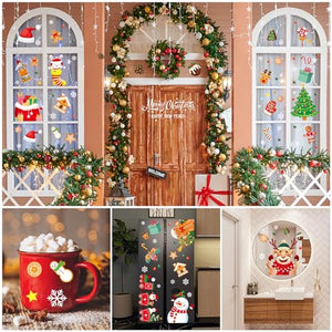 COZII Vetrofanie Natalizie per Finestre 101 Pezzi - 9 Fogli Adesivi Natalizi per Finestre, Addobbi Natalizi Riutilizzabili, PVC Adesivi Statici Rimovibile, Festa Natale Decorazioni