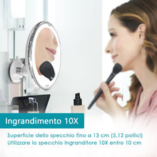 Carica l'immagine nel visualizzatore di Gallery, Auxmir Specchio Ingranditore 20X Specchio Trucco Illuminato LED Specchio a Ventosa 360° Girevole Portabile Luce Naturale Senza Fili Ideale per Casa e Viaggi