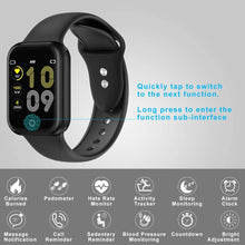 Carica l&#39;immagine nel visualizzatore di Gallery, KUNGIX Smartwatch Orologio Fitness Trakcer Pressione Sanguigna Monitor Cardiofrequenzimetro da Polso Bluetooth Smart Watch Schermo a Colori Impermeabile IP68 per Donna Uomo (Nero)