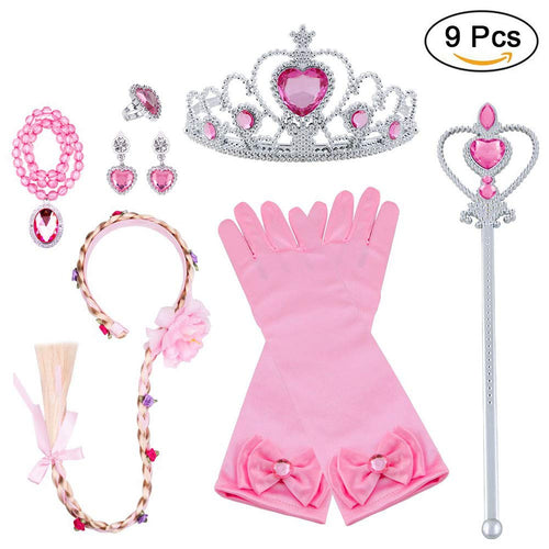 Vicloon Principessa Dress Up 9 Pezzi Accessori per Ragazze Braid Diadema...