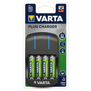 Varta Plug Charger Caricabatterie per 4 AA/AAA, Include 4 Pile - Ilgrandebazar