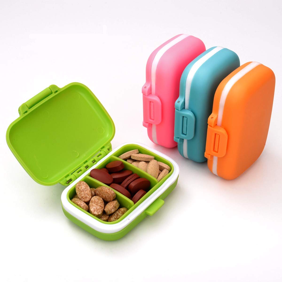 Pill Organizer con 4 scomparti, Porta Pillole Tascabile, Portapillole Pill Organizer con 4 scomparti, Porta Pillole Tascabile, Portapillole