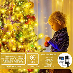 aneeway Catene Luminose per Natalizie, 16x2m 400 LEDs Luci Stringa, 8 Modalità, Timer,Luci Natale Fata Filo di Rame Luci, per Interni Esterni Camera da Letto Giardino Natale - Bianco Caldo