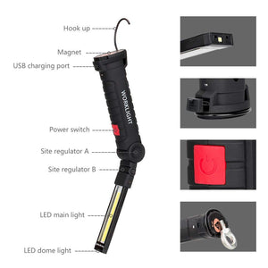 Coquimbo Lampada da Lavoro USB Ricaricabile COB 2 pezzi, grande, Verde