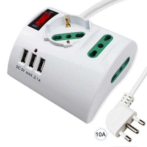 Extrastar Multipresa da Scrivania/Tavolo con Presa 3 Prese -3 USB, Bianco - Ilgrandebazar