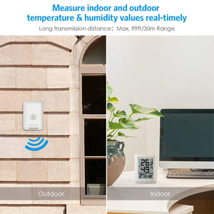 Criacr Wireless Termometro Igrometro da Interno Esterno, Bianco Puro - Ilgrandebazar