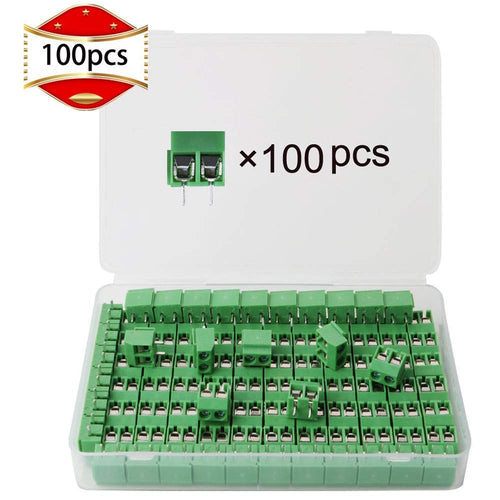 RUNCCI 100Pcs 2 Pin 5 mm Morsettiera di PCB Vite Connettore del Blocco...