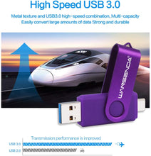 Carica l'immagine nel visualizzatore di Gallery, Chiavetta USB USB 3.0 di tipo C Wansenda USB Pen Drive OTG Flash Drive Per Tipo-C Dispositivi Android/PC/Mac (64GB, Viola) 64 Gb Viola