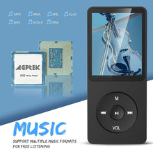 Carica l&#39;immagine nel visualizzatore di Gallery, AGPTek - Lettore MP3 da 8 GB con Schermo 1,8 Pollici con Radio FM e Registratore e70 ore di riproduzione prolungata, Nero Nero 8G
