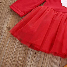 Carica l'immagine nel visualizzatore di Gallery, Loalirando Completo Natale Abiti Bambina Neonata a Manica Lunga Stampa Babbo Natale in Tulle Bambina Rosso+Pantaloni a Strisce