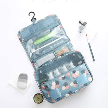Carica l'immagine nel visualizzatore di Gallery, OrgaWise Borsa da toilette da viaggio Borsa da viaggio pensata da viaggio Borsa cosmetica da donna per trucco da donna invia una borsa impermeabile drwasrting Blu-margherita