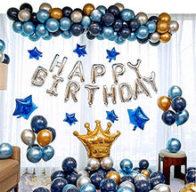 Carica l'immagine nel visualizzatore di Gallery, Ponmoo Feste di Compleanno con Palloncini Argento Oro Blu, 124 Pezzi