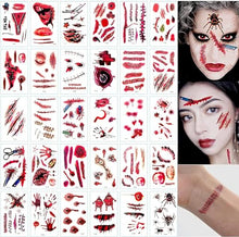 Carica l&#39;immagine nel visualizzatore di Gallery, Halloween Cicatrici Tatuaggi, 30 Fogli Halloween FeriteTatuaggi Simulazione di Halloween Tatuaggi di Cicatrici con Ferite Sanguinanti Adesivi Impermeabili per Tatuaggi di Trucco di Halloween