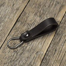 Carica l&#39;immagine nel visualizzatore di Gallery, Nero portachiavi di pelle con anello a forma goccia