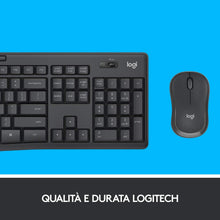 Carica l'immagine nel visualizzatore di Gallery, Logitech MK295 Kit Mouse e Tastiera Wireless, Tecnologia Silenttouch, Tastierino Numerico, Tasti Scelta Rapida, Tracciamento Ottico, Ricevitore USB Nano, Layout Italiano Qwerty, Grigio
