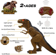 Carica l&#39;immagine nel visualizzatore di Gallery, Dinosauro Telecomandato Giocattolo Elettrico - LED Giocattoli di Dinosauro T-REX Realistici RC con Occhi Luminosi, Camminare, Ruggire, Spruzzare, Regalo Giocattolo Robot per Ragazzi Ragazze Bambini