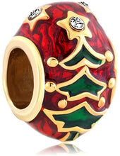 Carica l'immagine nel visualizzatore di Gallery, Perline Uniqueen Jewellery a forma di albero di Natale, pupazzo di neve e cane con cappello rosso, adatte per braccialetti con charm