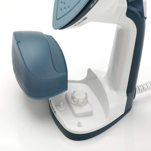 Ariete 6246 Duetto, Ferro Verticale a Vapore e Ferro da Stiro, Ferro da viaggio, Piastra in Ceramica Antiaderente, 1000W, 180Ml, Vapore Potente e Continuo, Bianco/Blu