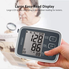 Carica l&#39;immagine nel visualizzatore di Gallery, HYLOGY Misuratore Pressione da Braccio Digitale, Sfigmomanometro da Braccio Pressione Arteriosa, Grande Schermo LCD, 2 * 90 Posizioni di Memoria (grigio) (GRIGIO)