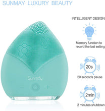Carica l&#39;immagine nel visualizzatore di Gallery, 【Sunmay Leaf】SUNMAY Spazzola Viso Pulizia Silicone, Massaggiatore Elettrico del viso Impermeabile Detergente viso e Esfoliante, Ricaricabile con vibrazioni Sonico Dispositivo di Pulizia del