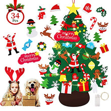 Carica l'immagine nel visualizzatore di Gallery, Albero di Natale in Feltro per Bambini, 3.5 Ft DIY Albero Natale Feltro Con 34 Staccabili Ornamenti, per Regali Di Natale Party Decorazioni Da Parete Per Porte