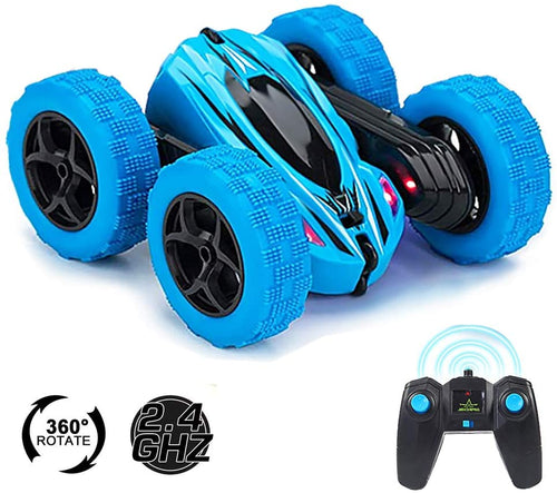 ThinkMax Stunt Car Radiocomandata, 2.4 GHz Macchina Telecomandata, 4WD Double-Sided RC Auto Telecomando Rotazione 360 (Blu)