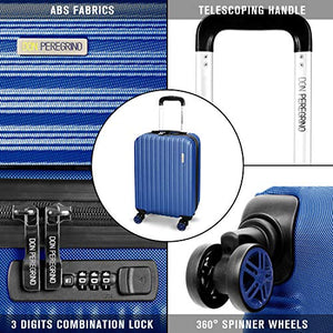 DONPEREGRINO Valigia Bagaglio a Mano 55x35x20 Leggero & 55cm Cabina, Blu