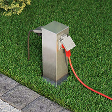 Carica l&#39;immagine nel visualizzatore di Gallery, ledscom.de Colonna da Giardino Polly con Prese Esterno, a 2 Vie, Acciaio...