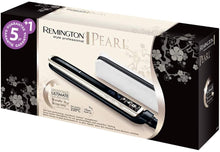 Carica l&#39;immagine nel visualizzatore di Gallery, Remington S9500 Piastra Lisciante Pearl Rivestimento in Ceramica, Display Digitale con Temperatura da 150 a 235°, Piastre da 110 mm, Voltaggio Universale, Cavo 3m, 48 W, Bianco/Nero