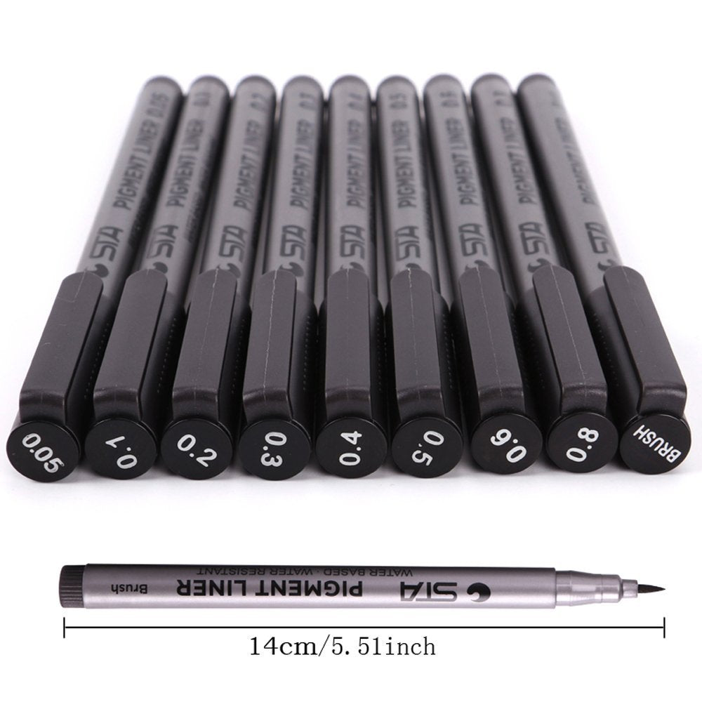 Fineliner, Beupro nero Pigment Liner micro penne da disegno per schizz –