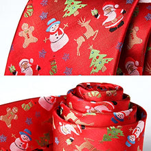 Carica l'immagine nel visualizzatore di Gallery, HISDERN Uomo Cravatta natalizia Tree Elk Snowman Babbo Natale Pattern Festa tessuta Cravatta e fazzoletto
