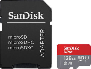 SanDisk Ultra Scheda di Memoria MicroSDXC da 128 GB e 128 GB, Rosso/Grigio