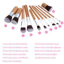 Carica l&#39;immagine nel visualizzatore di Gallery, Rovtop Set 11 Pennelli per Trucco Professionali di Bambù con 1 Spugnetta... - Ilgrandebazar