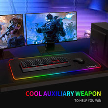 Carica l'immagine nel visualizzatore di Gallery, RuoCherg Tappetino Mouse Gaming, RGB Grande Mouse Pad 10 Effetti Luce XXL 800x300mm Superficie Liscio, Base in Gomma Antiscivolo Tappetino per Mouse per Computer, PC e Laptop (800 x 300)