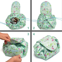Carica l'immagine nel visualizzatore di Gallery, Lazy, trousse per trucchi con coulisse, grande capacità, impermeabile, da viaggio, per donne e ragazze (Fenicottero blu)