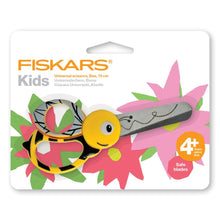 Carica l'immagine nel visualizzatore di Gallery, Fiskars Forbici per bambini a forma di ape, A partire da 4 anni, Lunghezza: 13 cm, Per destrorsi e mancini, Lama in acciaio inossidabile/Impugnature in plastica, Giallo, 1003747