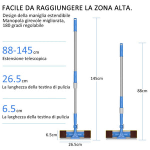 Merisny lavavetri telescopico per vetri 3 in 1con Testa Tergivetri 88-145cm - Ilgrandebazar