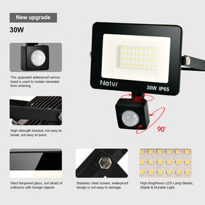 bapro Faretto LED per Esterno con Sensore di Movimento 30W, Luce Cool - Ilgrandebazar