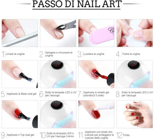 Coscelia kit 10pc semipermanenti per unghie il Top coat il Base coat e il Matt Top coat Smalto per Unghie gel semipermanente gel ricostruzione unghie