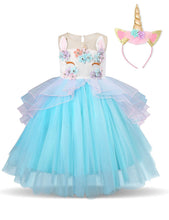 Carica l'immagine nel visualizzatore di Gallery, NNJXD Ragazza Unicorno Ruffles Fiori Festa Cosplay Abito da Sposa Vestito... - Ilgrandebazar