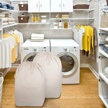 Carica l'immagine nel visualizzatore di Gallery, MCleanPin 2 PZ Sacchi da Biancheria Sacco Portabiancheria Alta Resistente con Coulisse Borsa per Il Bucato da Viaggio Pieghevole Lavabile e Riutilizzabile,Beige