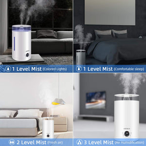 Umidificatore Ambienti ad Ultrasuoni Capacità 3L Display LED 7 Led Bianco - Ilgrandebazar