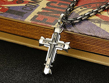 Carica l&#39;immagine nel visualizzatore di Gallery, BESTEEL Gioielli in Acciaio Inossidabile 5MM Ciondolo Croce Collana per Uomo... - Ilgrandebazar