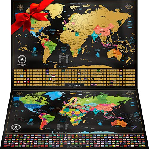 Due Mappe Da Grattare: Mappa Del Mondo Grattare Con Bandiere (61x43 Cm) +... - Ilgrandebazar